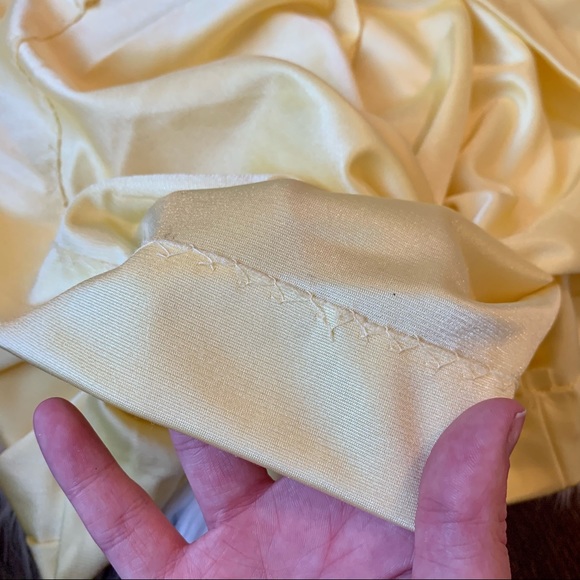 VTG 70’s Handmade Yellow Satin Full Length Dress - Picture 10 of 12